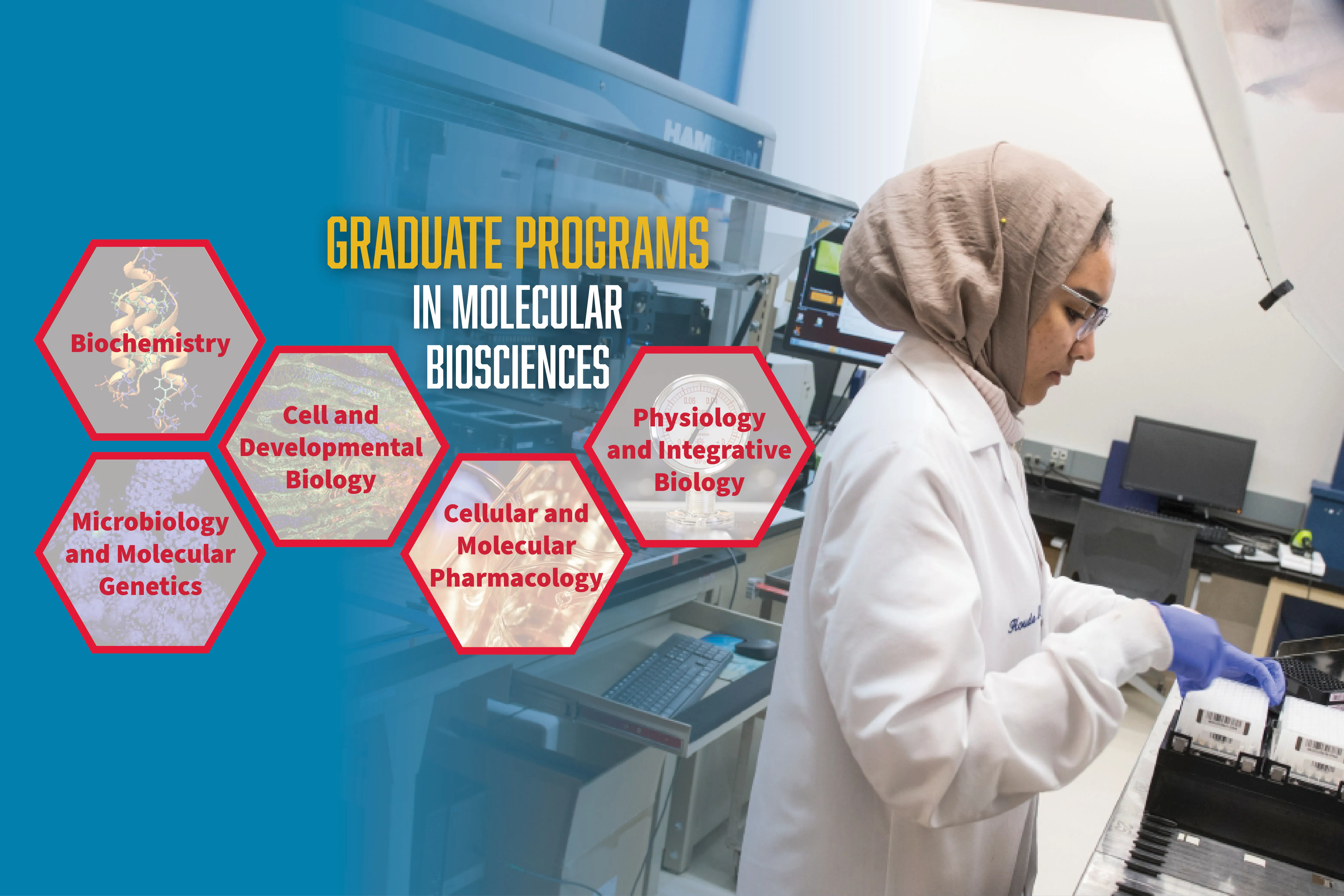 Graduate Programs in Molecular Biosciences: Biochemistry, Genetics, Cell and Developmental Biology, Pharmacology, Physiology, Structural and Computational Biology
